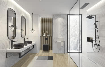Mariaż minimalizmu z czernią - armatura i umywalki FERRO