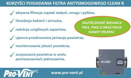 Korzyści wynikające z posiadania filtra Clean-R Pro-Vent.