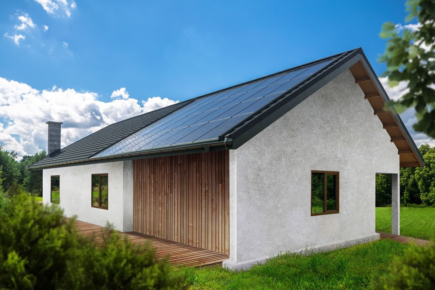 Dach solarny 2w1 na domu jednorodzinnym Dach solarny 2w1 na domu jednorodzinnym