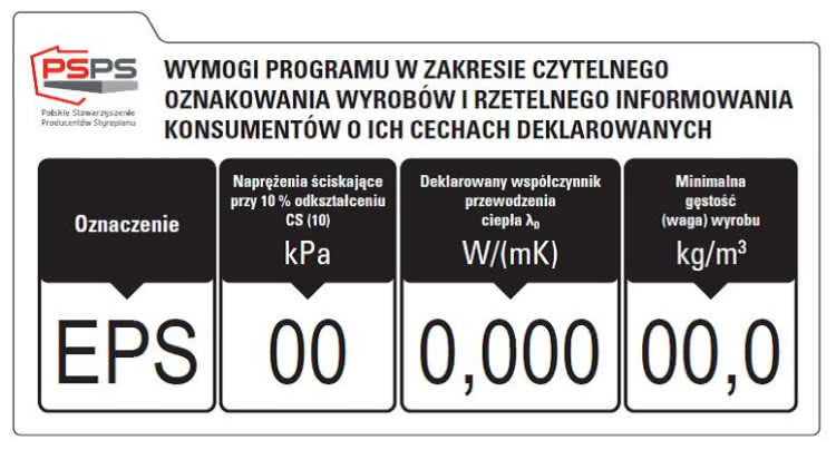 Wzór oznakowania styropianu