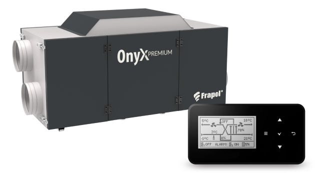 Rekuperator OnyX Premium 500 zapewnia ciągły dopływ świeżego powietrza i usuwanie powietrza zużytego, jednocześnie redukując przy tym poziom dwutlenku węgla oraz wilgoci. Fot. Frapol Rekuperator OnyX Premium 500 zapewnia ciągły dopływ świeżego powietrza i usuwanie powietrza zużytego, jednocześnie redukując przy tym poziom dwutlenku węgla oraz wilgoci. Fot. Frapol